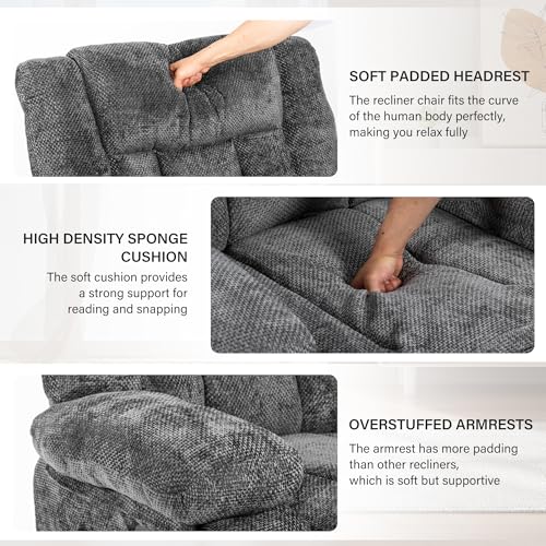 Dark Grey Fabric Recliner Chair with Massage and Heat G639