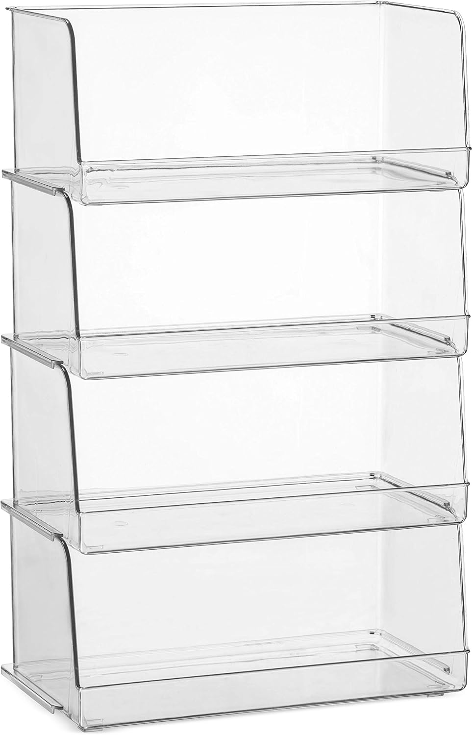 Set Of 4 Clear Plastic Stackable Food Storage Bins D563