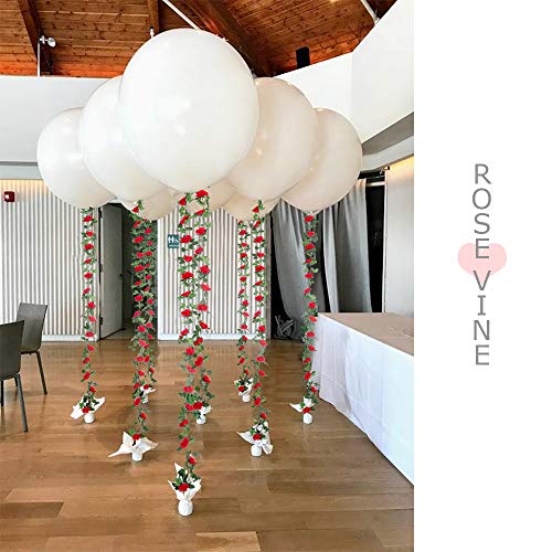 4PCS(28.8FT) Red Artificial Silk Rose Garlands Q1234