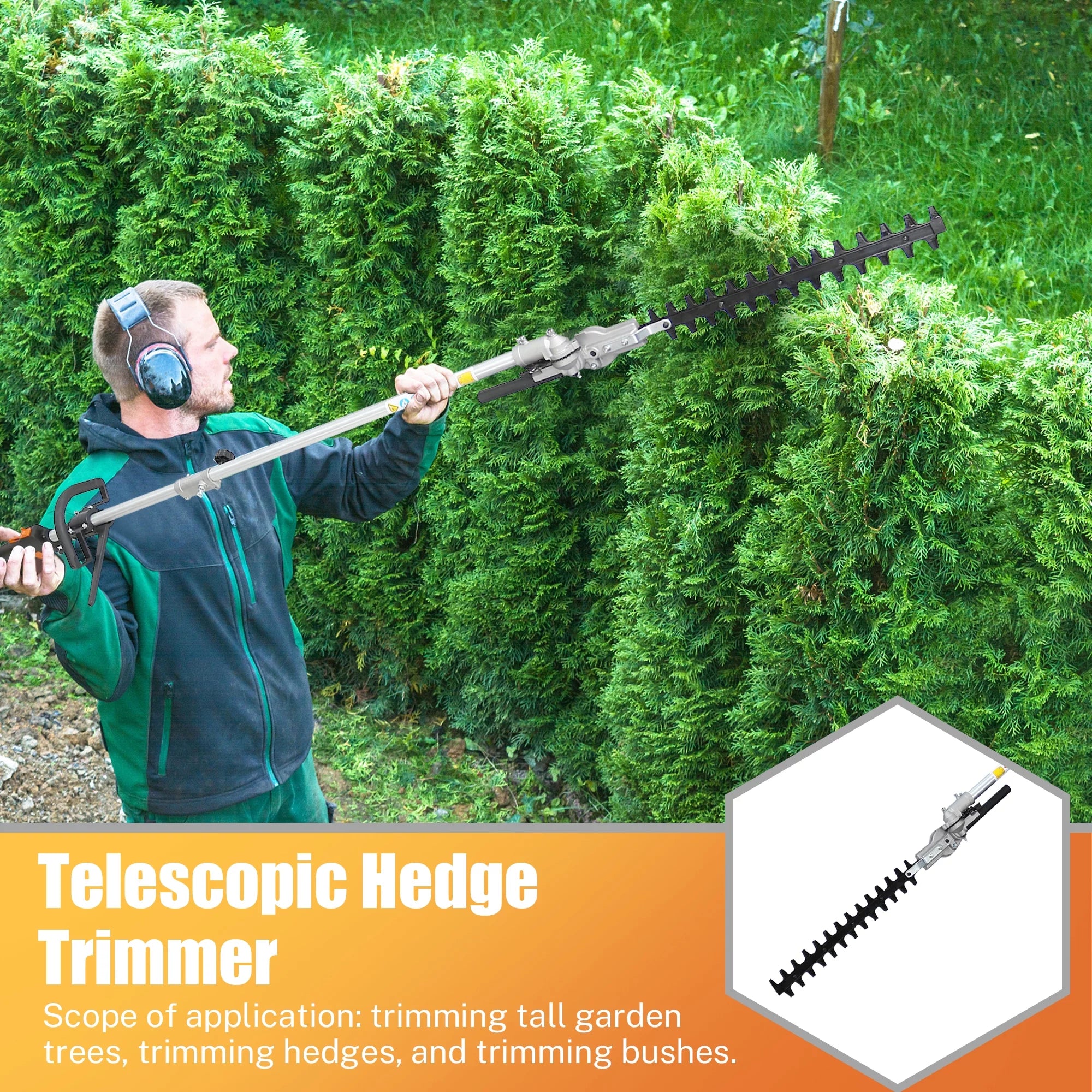 Orange 52CC 2-Cycle Gas Grass Trimmer with Hedge Trimmer Attachment P73432
