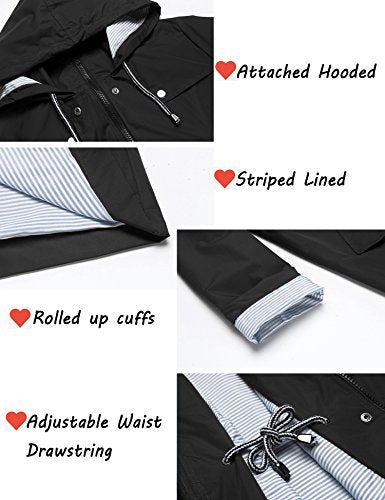 Womens Lightweight Hooded Waterproof Outdoor Rain Jacket C820