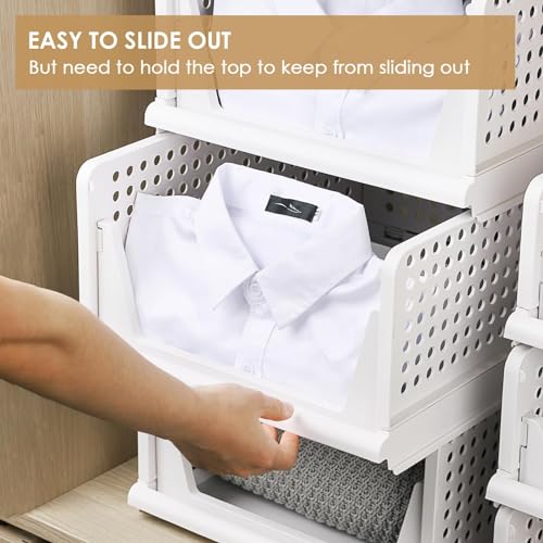 Stackable Plastic Storage Basket (5 * 5L) (White, Large) O276