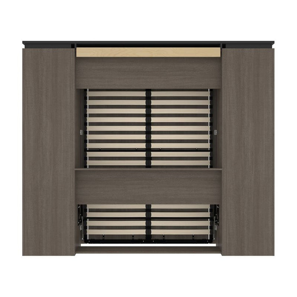 98" Full Murphy Bed and 2 Bookcases with Drawers in Bark Gray R754