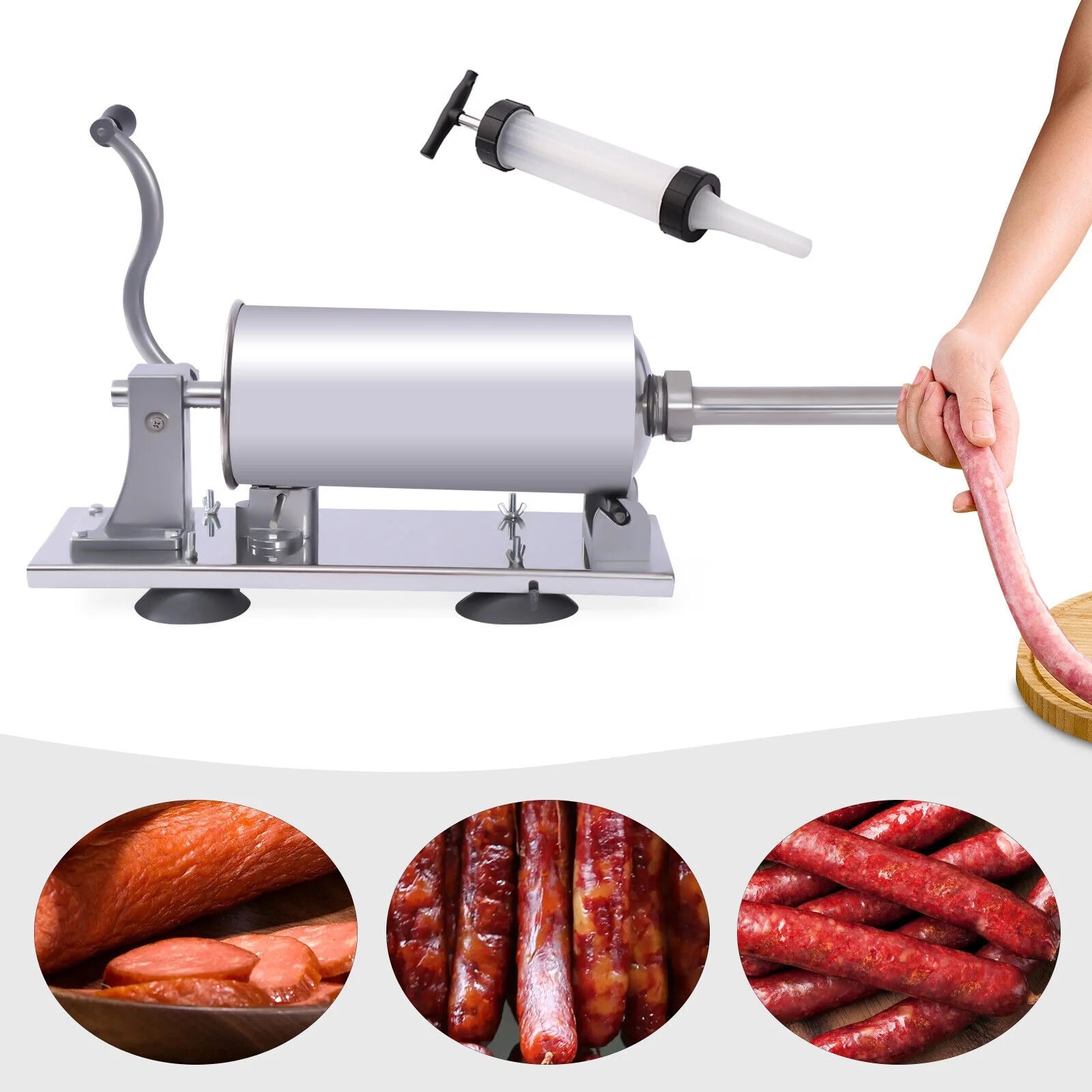 8LBS/4L Manual Stainless Steel Sausage Stuffer D347