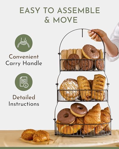 3 Tier Bamboo Fruit Basket with Removable Baskets A68788