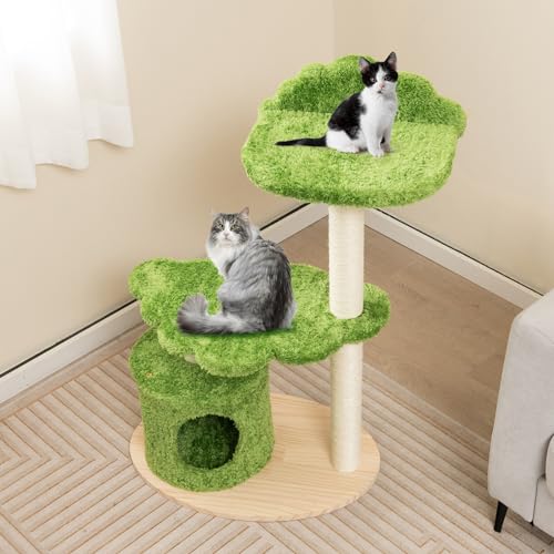 Multi-level Modern Wood Cat Tree with Sisal Scratching Posts C606