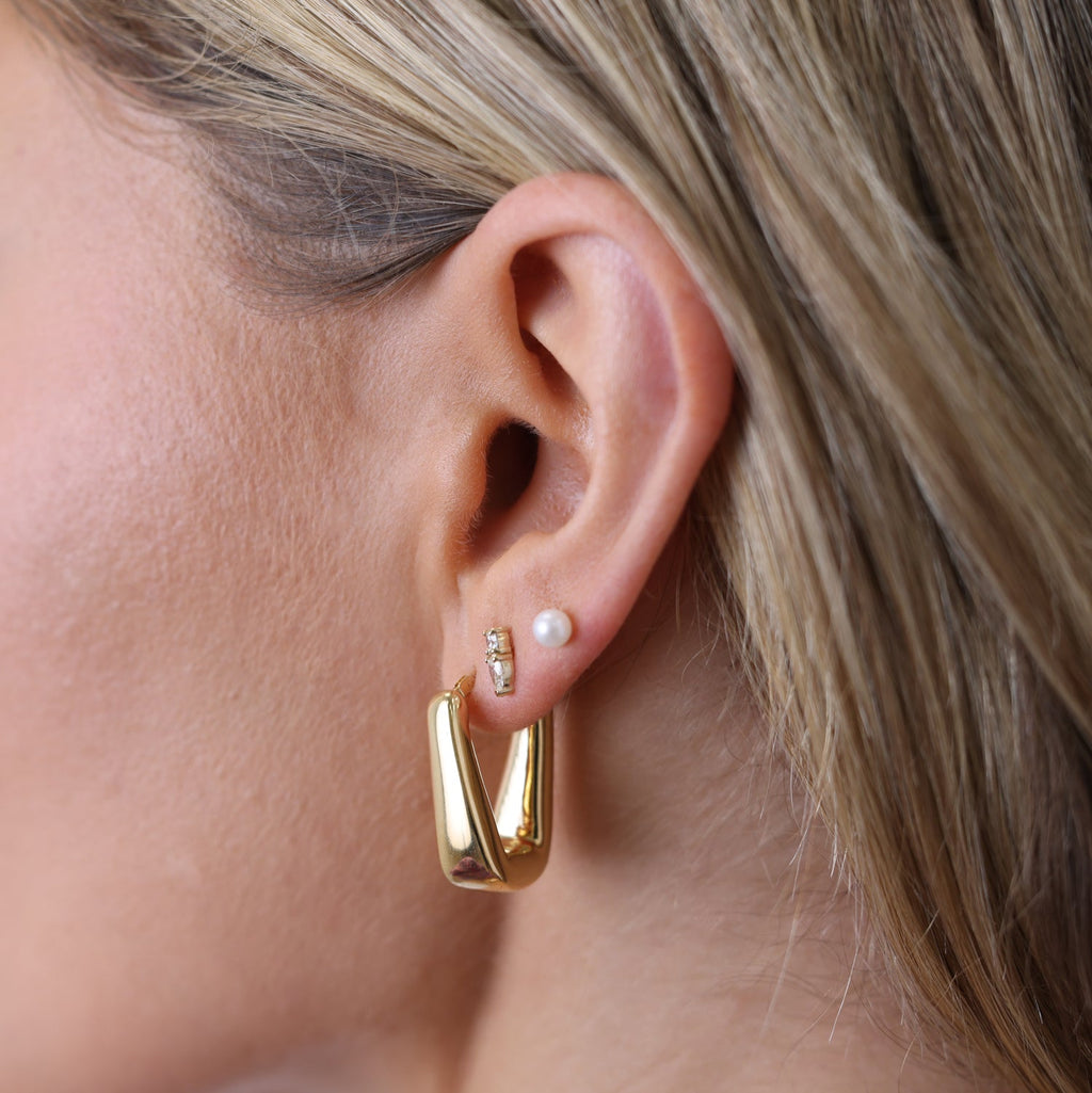 Rectangular Puff Link Hoops J839830