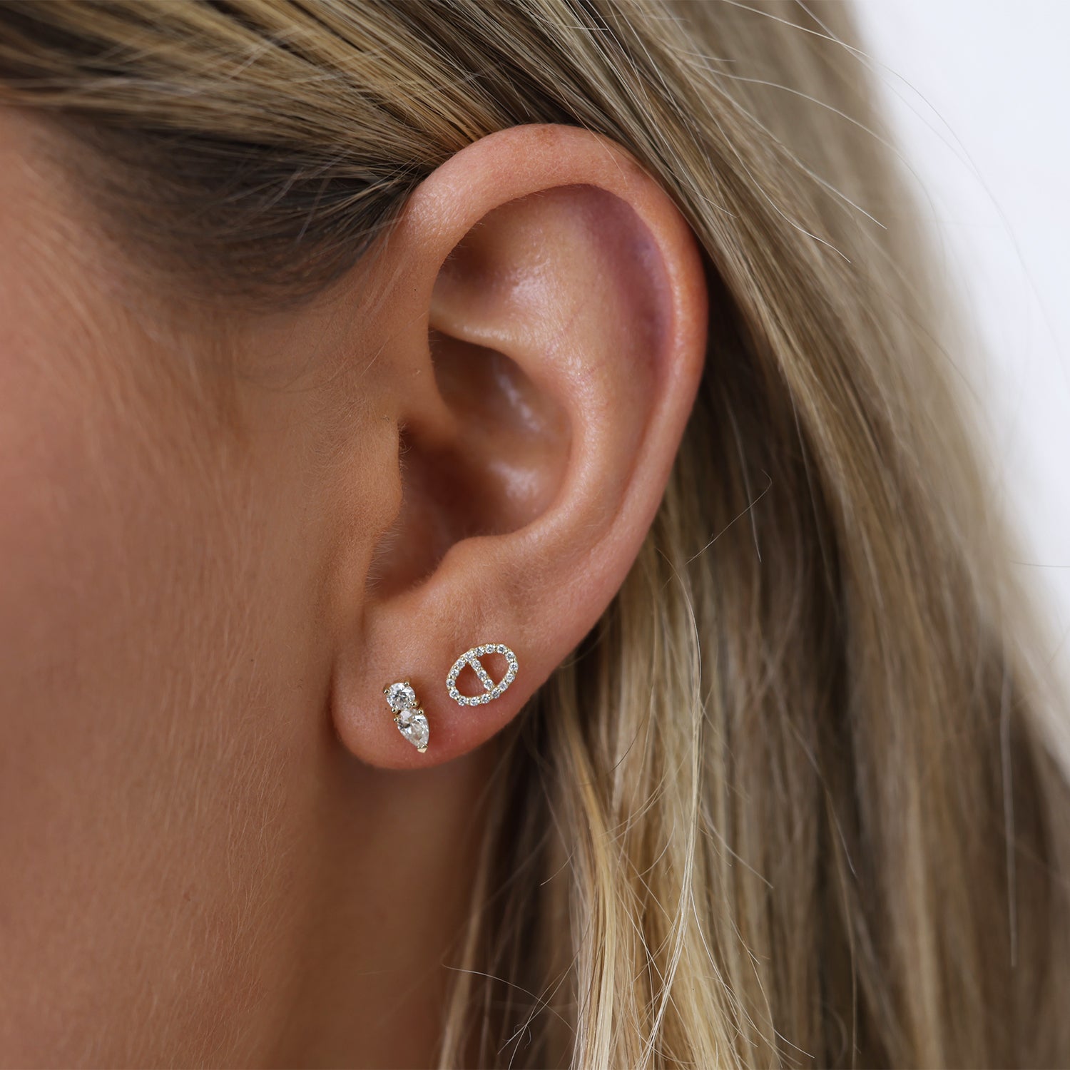 Diamond Drop Stud Earrings G344