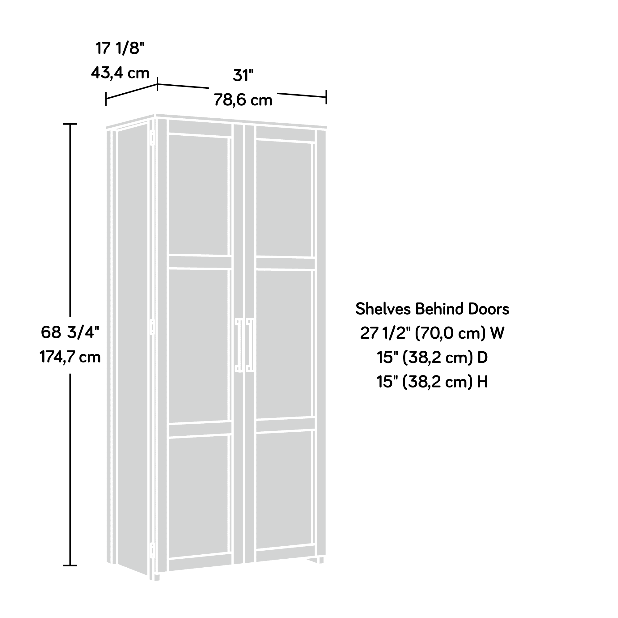 White 4-Shelf Wood Storage Cabinet U7682