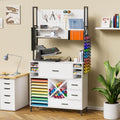 Craft Organizers and Storage Cabinet with Power Outlet, Pegboard, Vinyl Holders W54918
