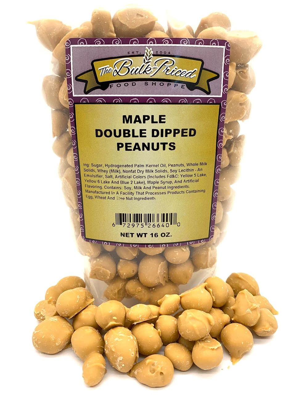 Maple Double Dipped Peanuts, 1 lb. Resealable Zip Lock Stand Up Bag I1746