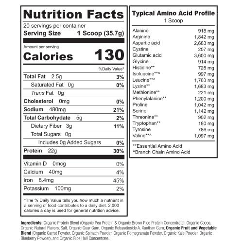 Vanilla Plant Protein Powder, 22g Protein, 20 Servings A430240