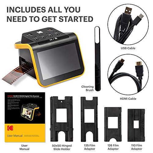 Film & Slide Scanner with 5” LCD Screen, 22MP JPEG Photos, Compatible with 135, 126 and 110 Film D868