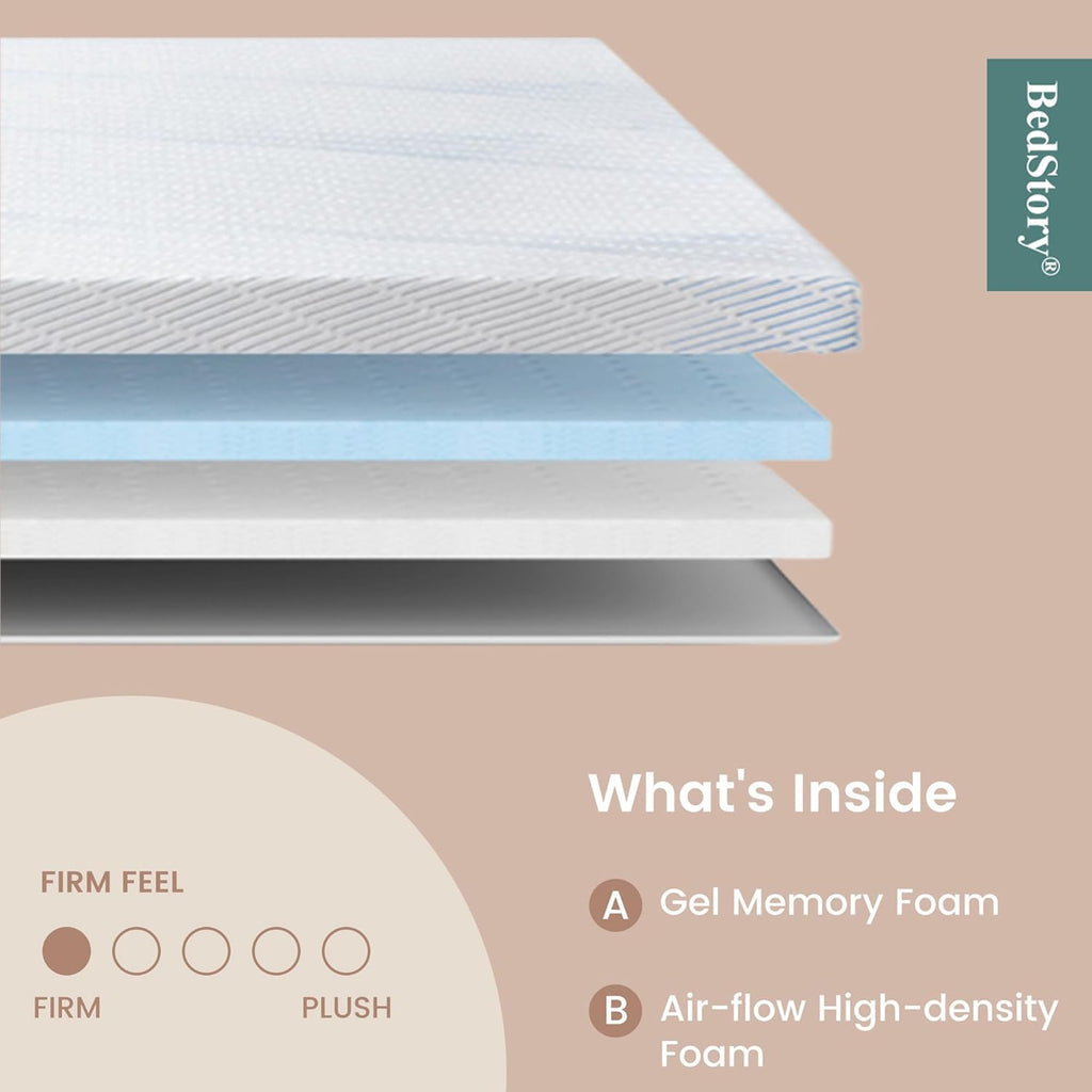 4 Inch Firm Twin Size Memory Foam Mattress Topper with Cooling Gel I83606
