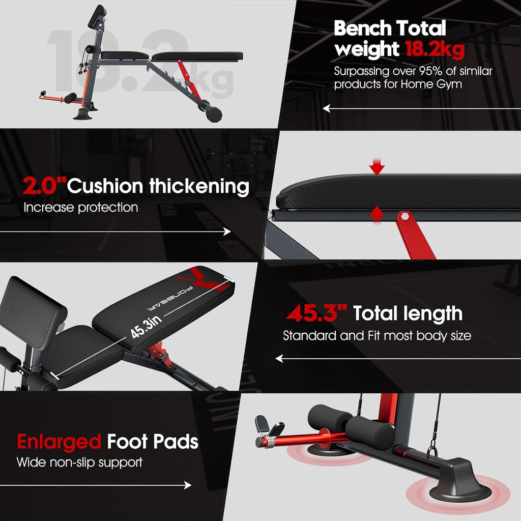 Adjustable Weight Bench, 800LBS Foldable Incline Decline Bench Z5126