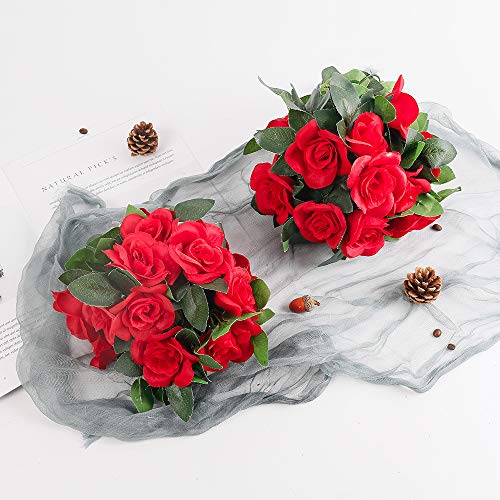4PCS(28.8FT) Red Artificial Silk Rose Garlands Q1234