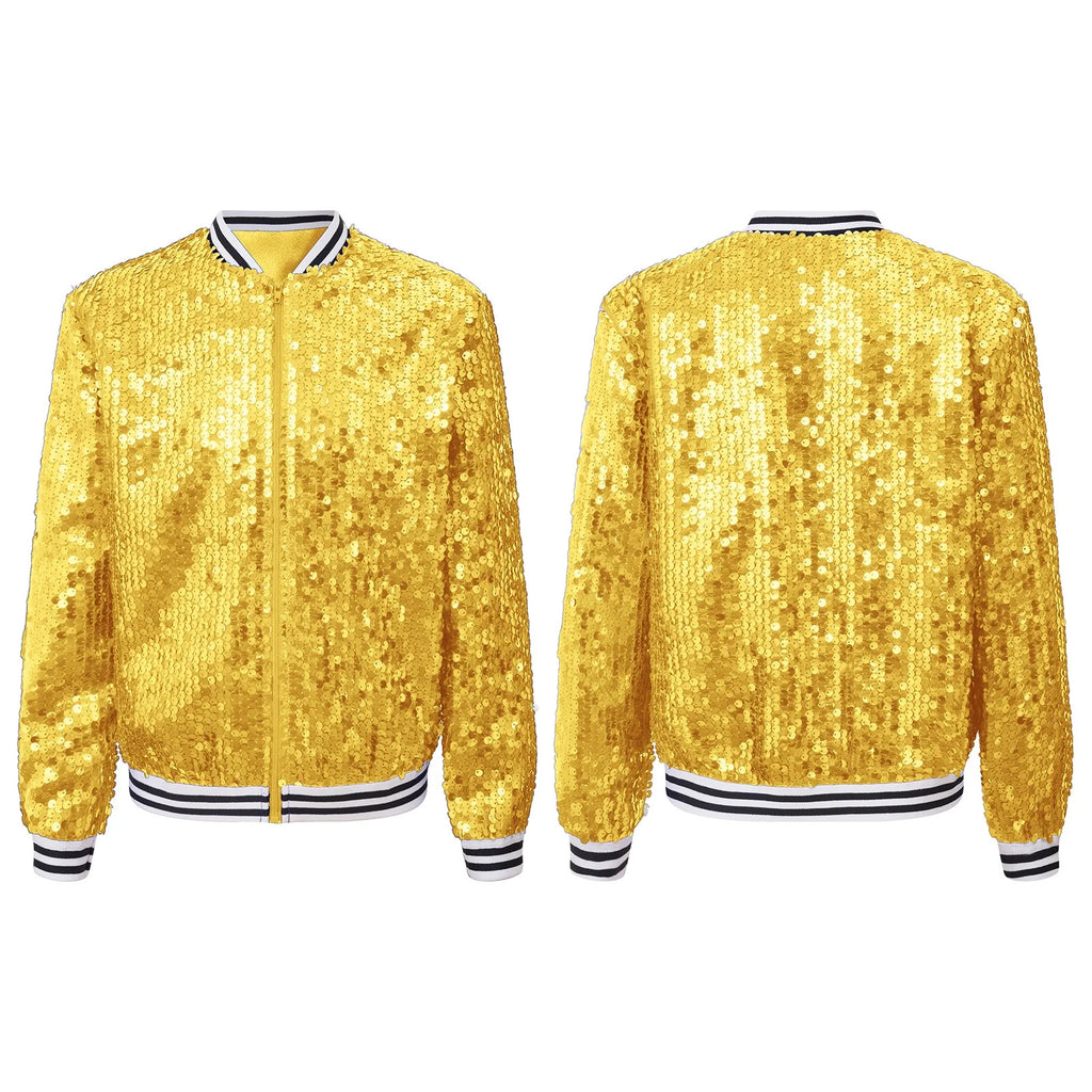 Gold 14 Girls Sparkle Bomber Flight Jacket J75921