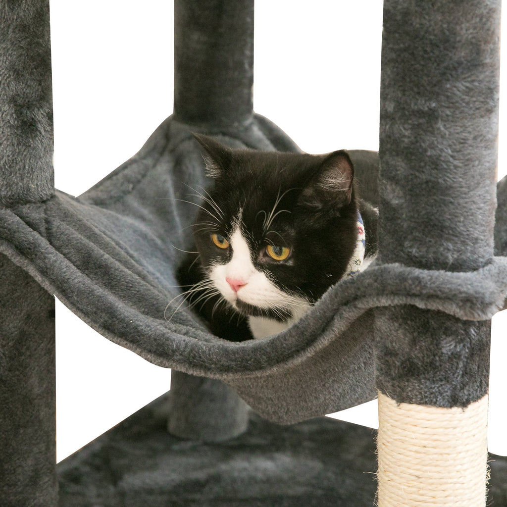 63.8-in Dark Gray Cat Tree with Condo and Scratching Post G184088