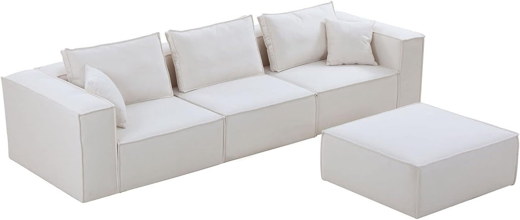 White L Shaped Modular Sectional Sofa with Ottoman X6226