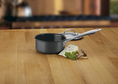 Black/Stainless Hard-Anodized Nonstick 1-Quart Saucepan with Cover A26286