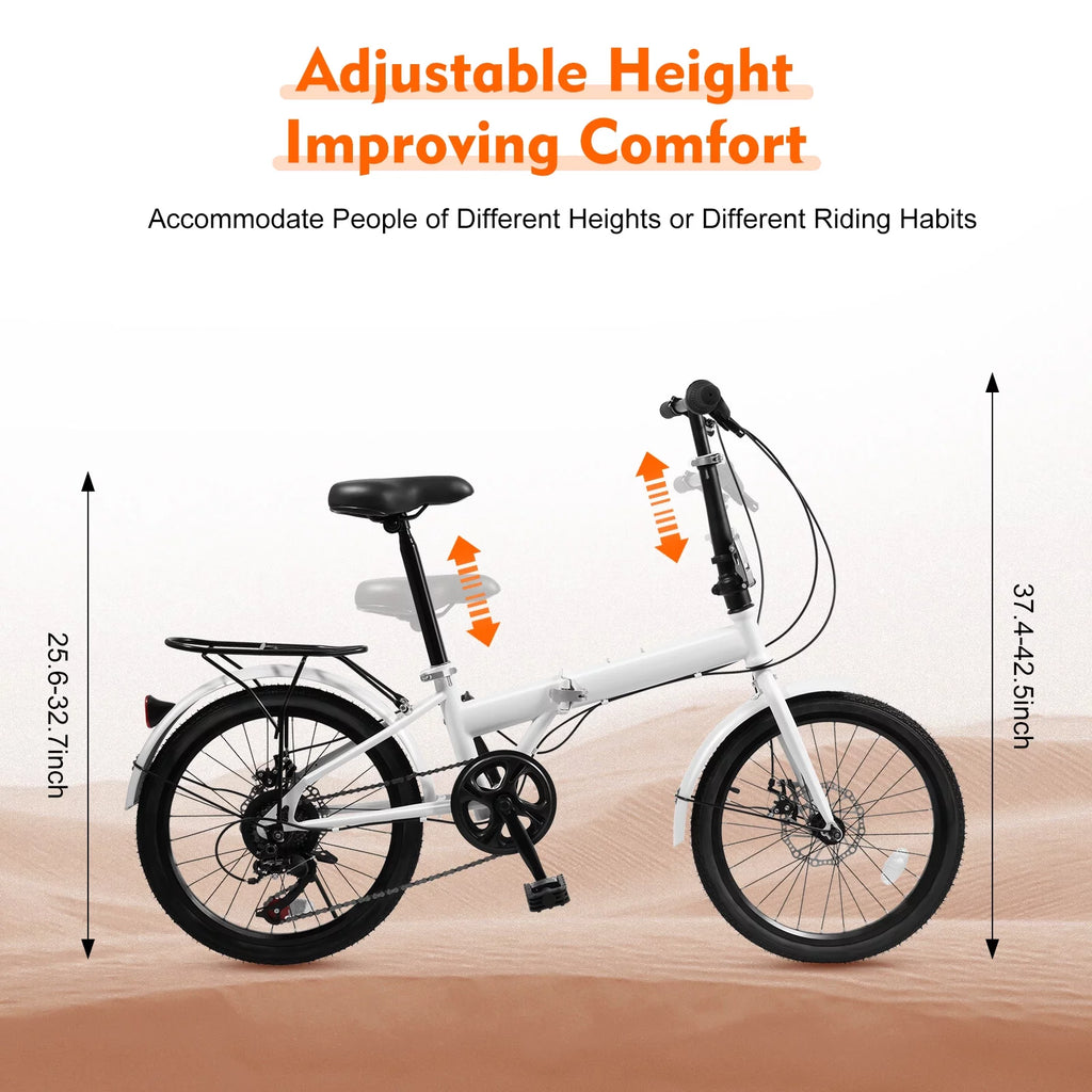 White 20-inch 7 Speed Folding Bicycle S91058