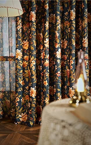 Sheer Curtains Voile Panel Retro Print Matching Printed Window Treatment Semi Draperies (1 Panel, W 50 x L 72 inch) R711055
