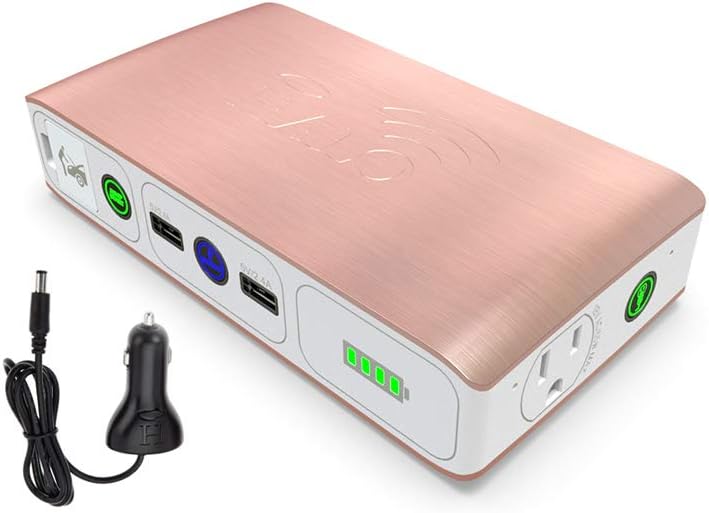 Rose Gold Portable Laptop Power Bank with AC Outlet and Car Charger R3241