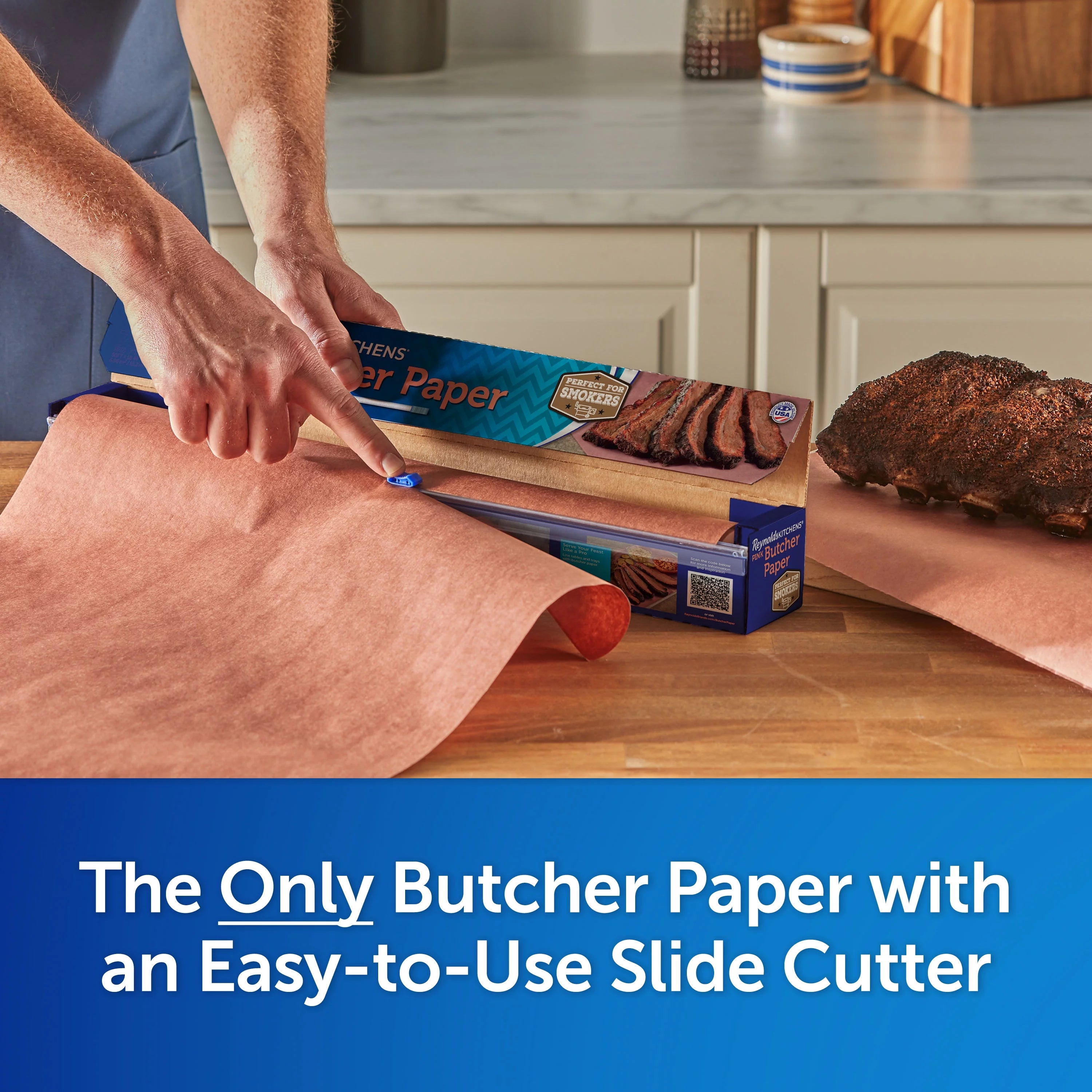 Pink Butcher Paper Wrap with Slide Cutter, 225 Square Feet Y73255