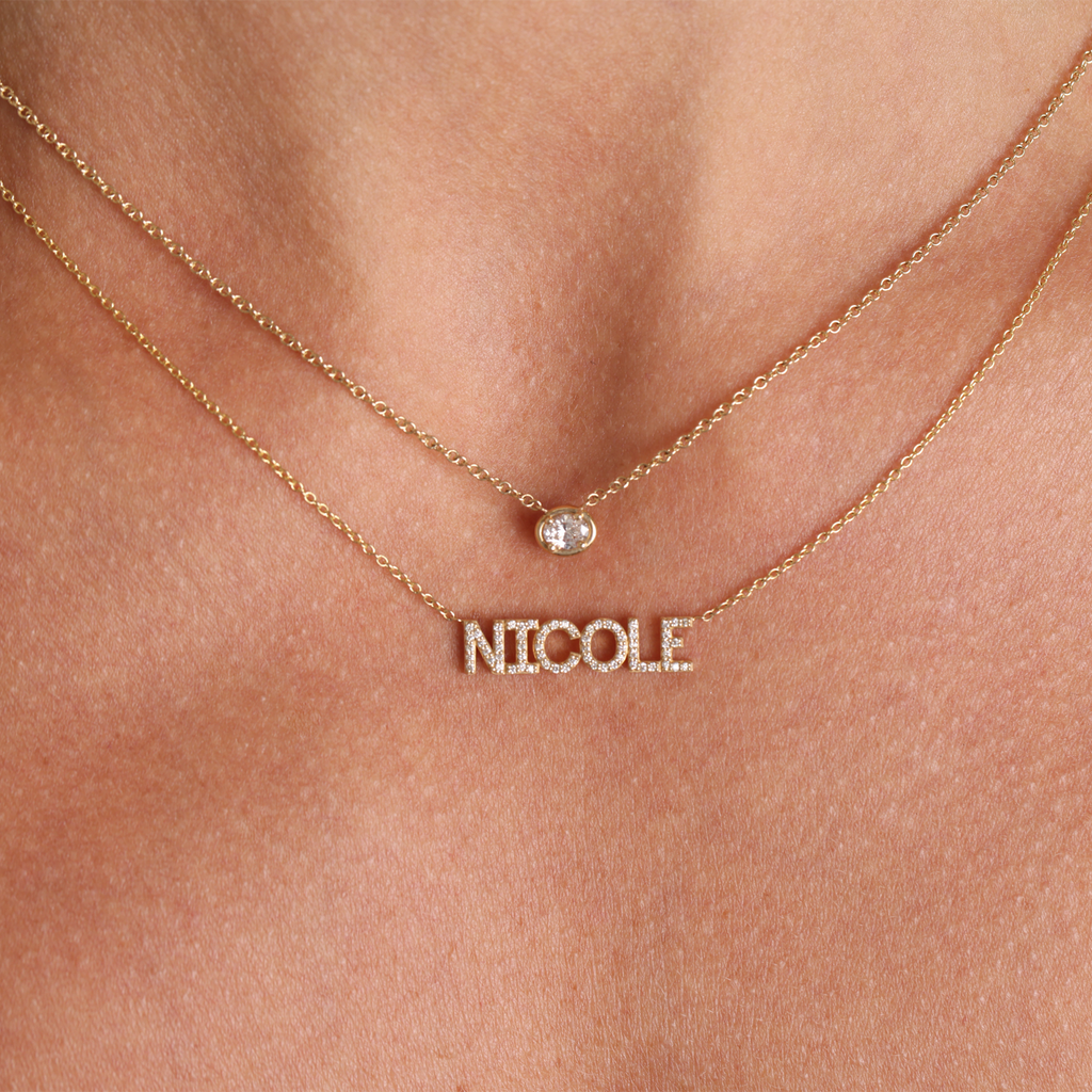 Oval Diamond Solitaire Necklace H211