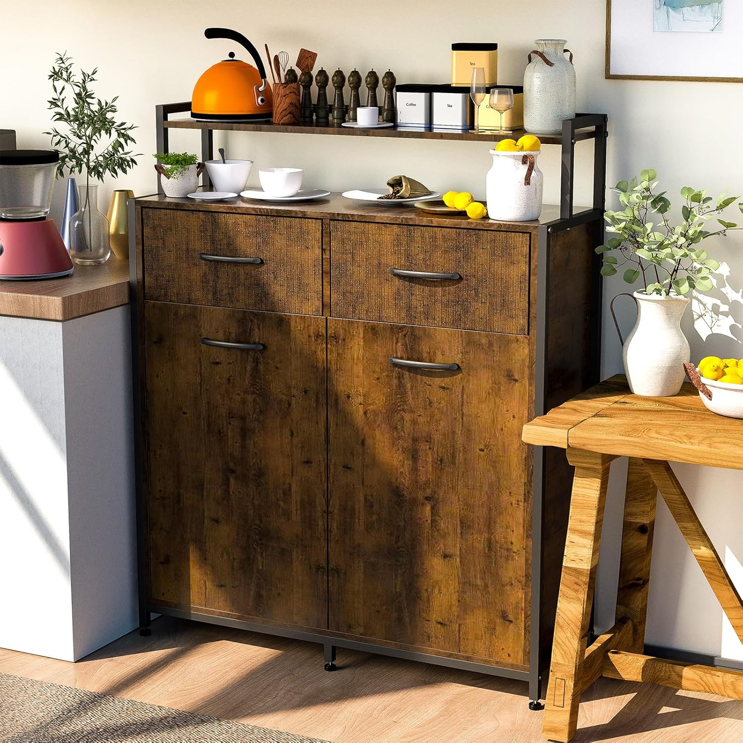 Dual Tilt Out Trash Cabinet with 2 Drawers and Shelf S883725