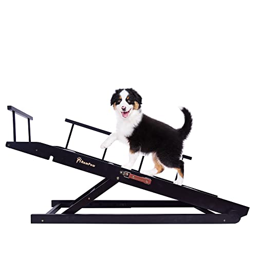 48" Adjustable Pet Ramp with Safety Side Rails and Non Slip Traction Mat (Black) V224