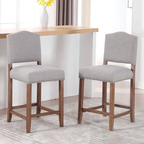 Faux Leather White 26 Inch Counter Height Bar Stools Set of 4 with Backs K264