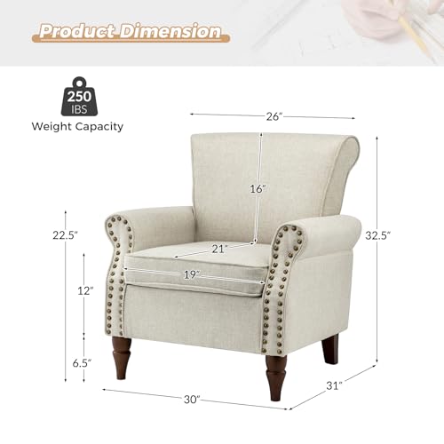 Accent Chairs Set of 2 with Wood Legs & Removable Cushion, RED N15814