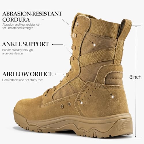 Men's Tactical Boots 8 Inches Lightweight Suede Leather Military Work Boot B61030