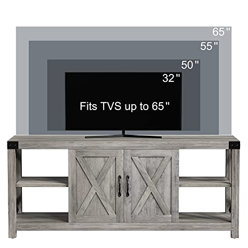 60 Inch TV Stand with Storage and Adjustable Shelves (Grey) J2017