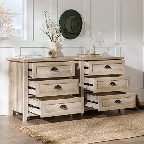 White Oak 3 Drawer Nightstand Set of 2 U559
