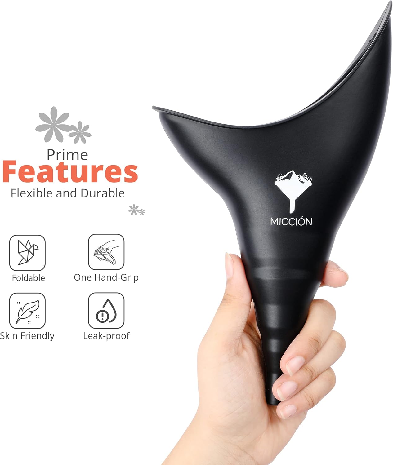 Female Urinal - Leakproof Pee Cup for Women - Reusable & Hygienic Portable Urinal Funnel, Jet Black R173540