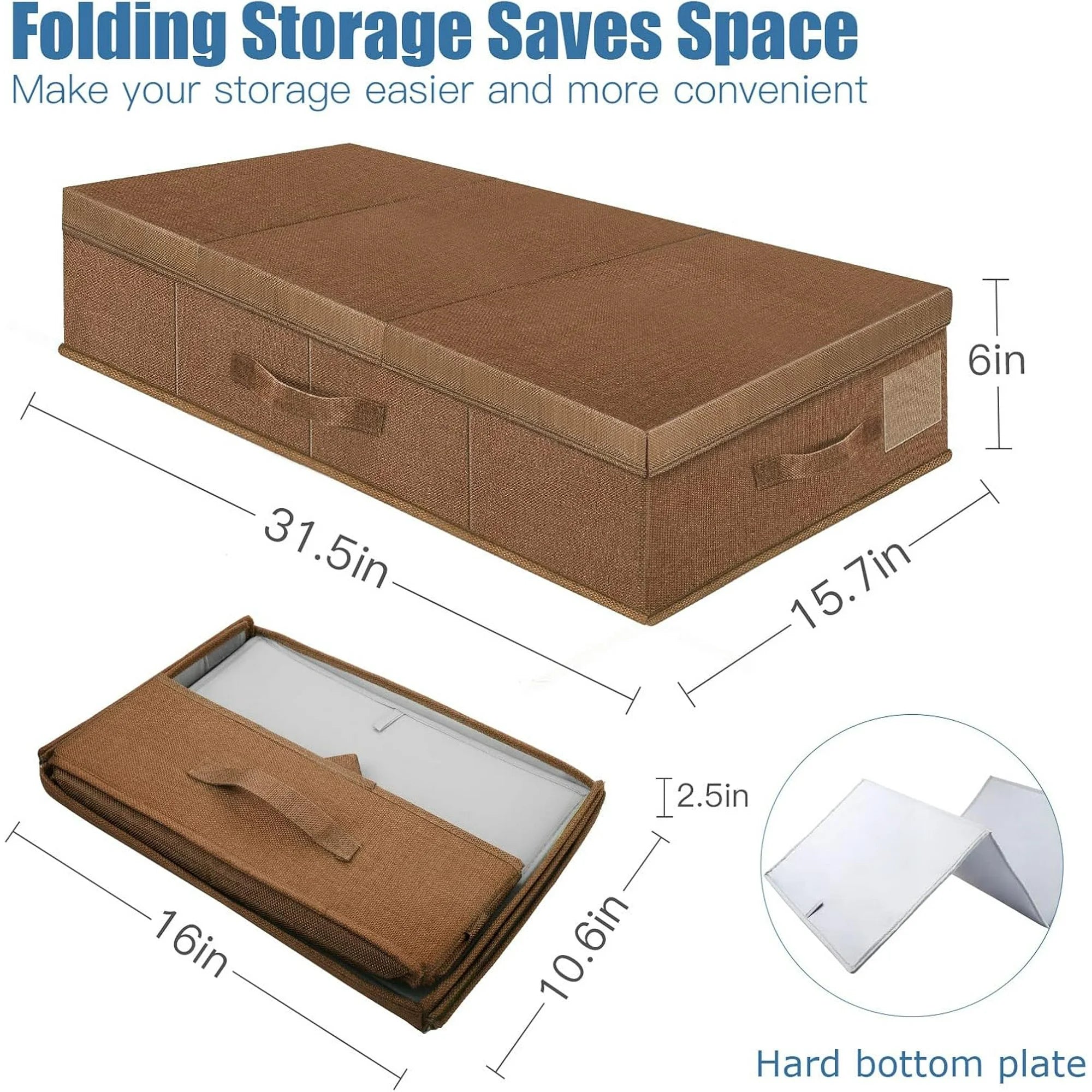 Cyan Blue Underbed Storage Containers with Lids (2pcs) Large Foldable C169944