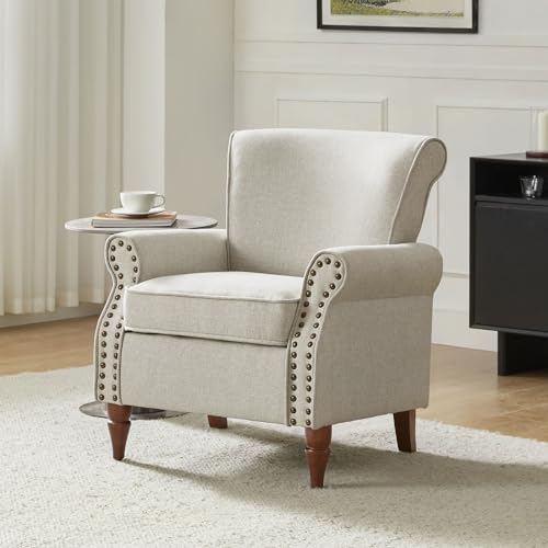 Accent Chairs Set of 2 with Wood Legs & Removable Cushion, RED N15814