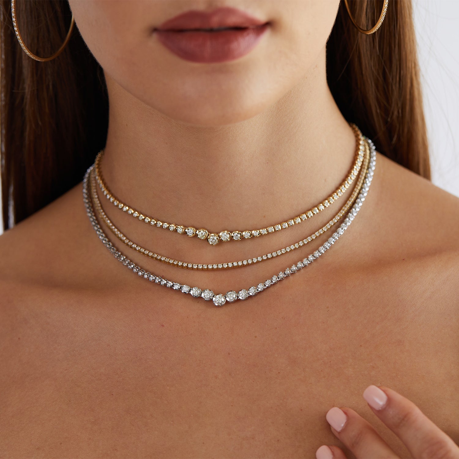 Graduated Diamond Tennis Necklace K878