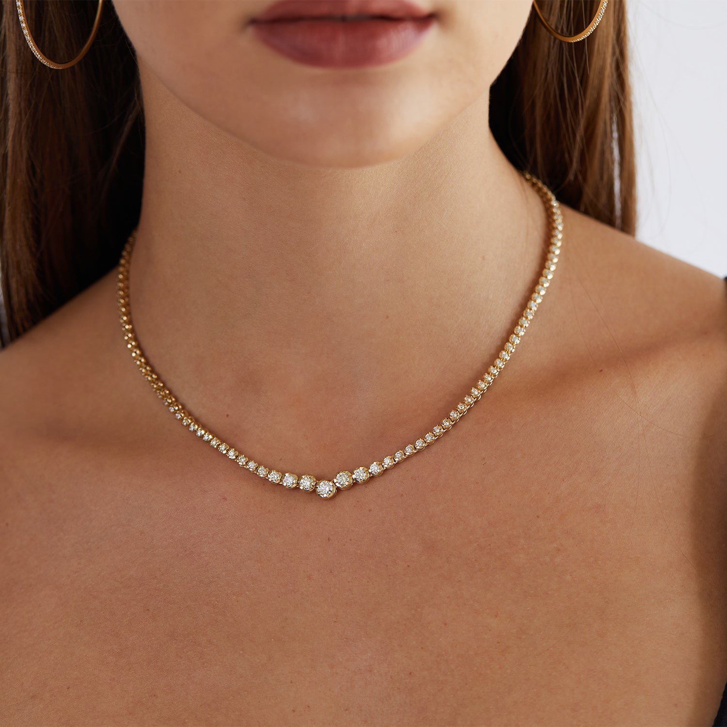 Graduated Diamond Tennis Necklace K878