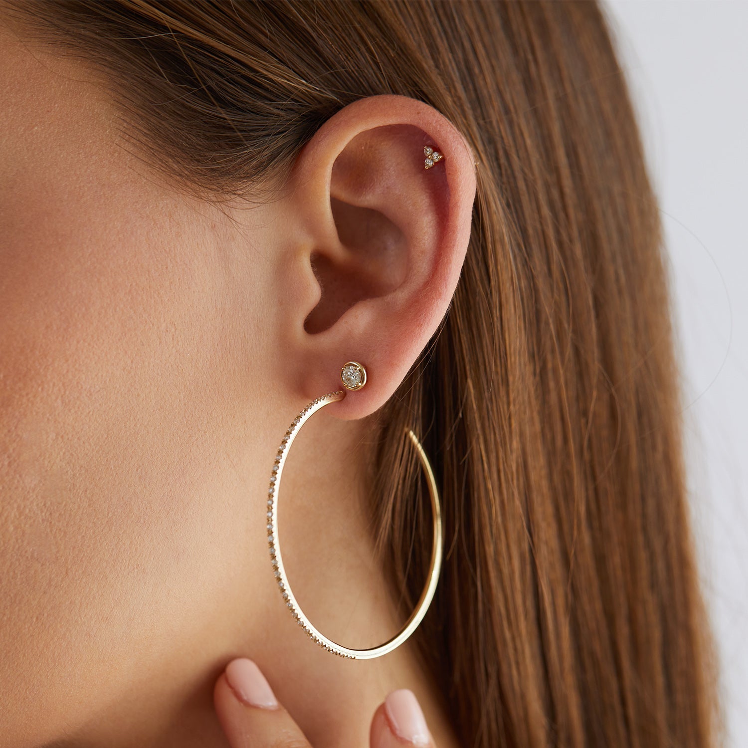 Large Diamond Hoop Earrings D734