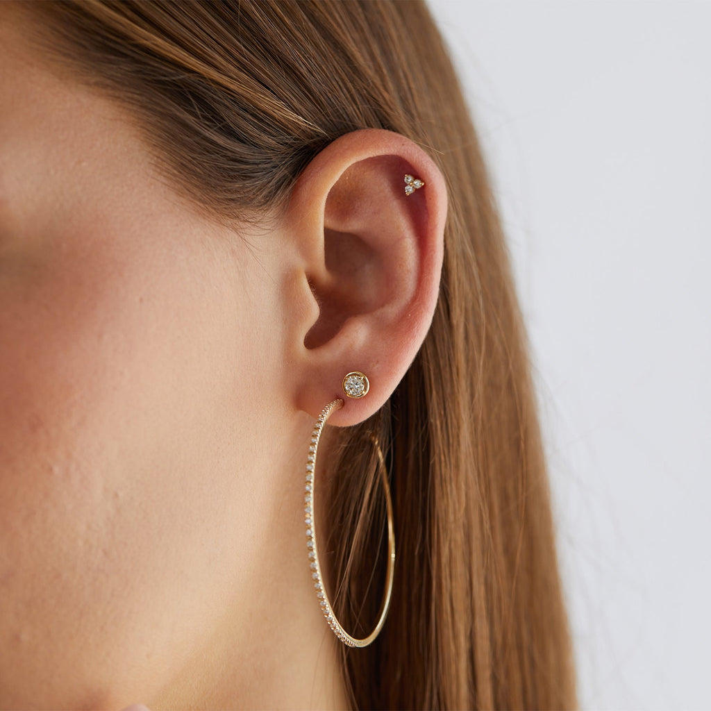 Large Diamond Hoop Earrings D734