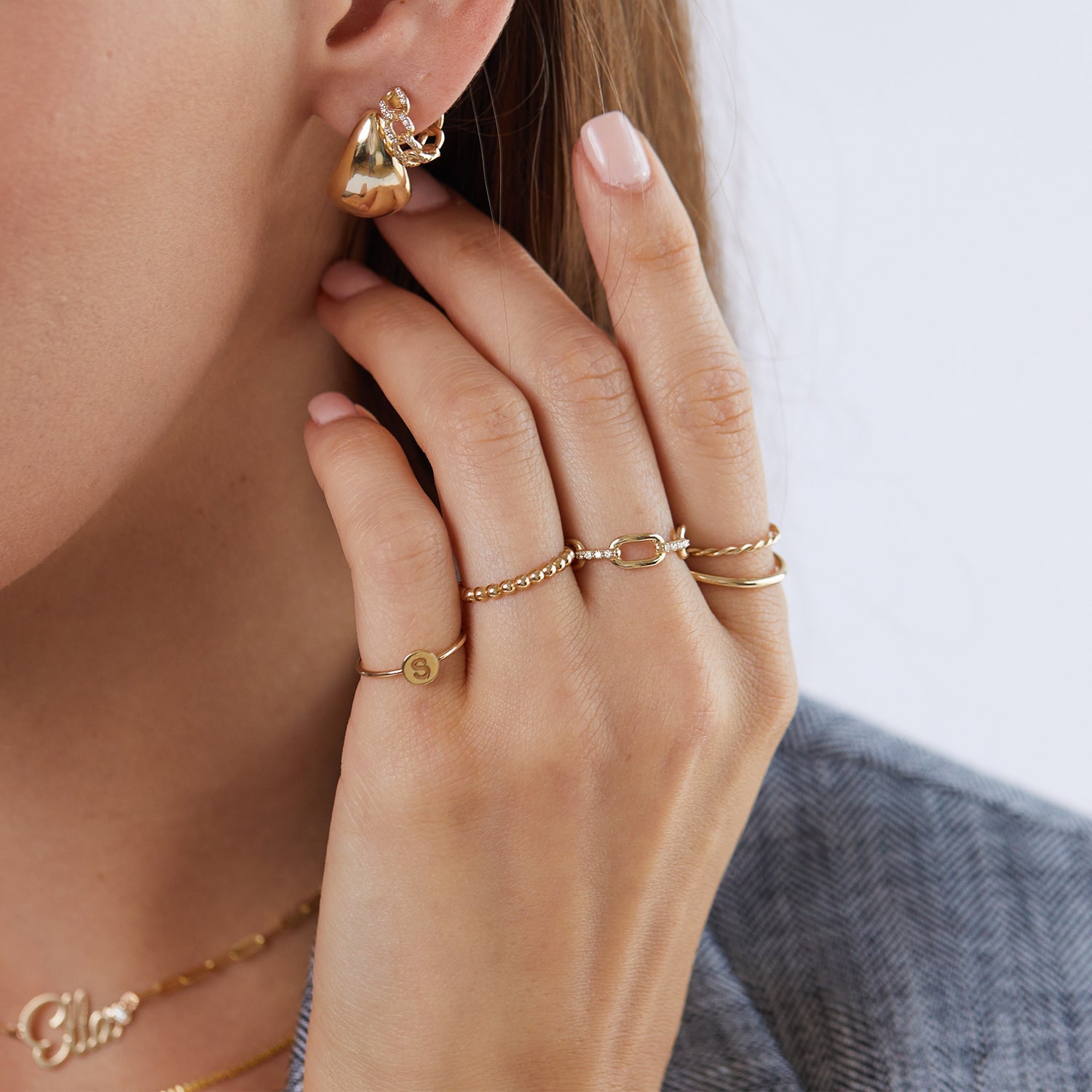 Cuban Link Huggies Hoop Earrings F353773