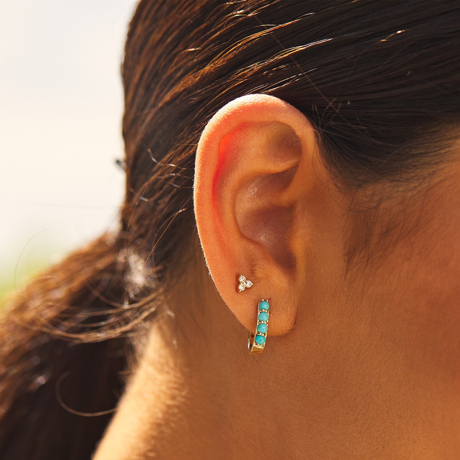 Turquoise Paperclip Huggie Hoops N85052