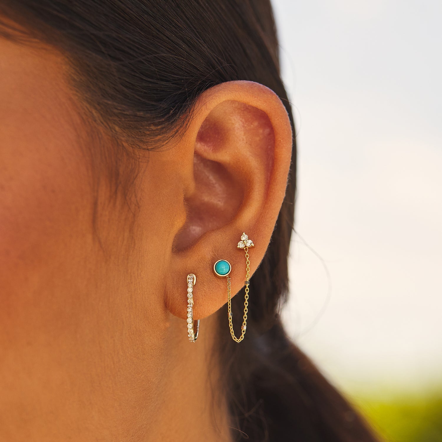 Turquoise & Diamond Drop Earring N350