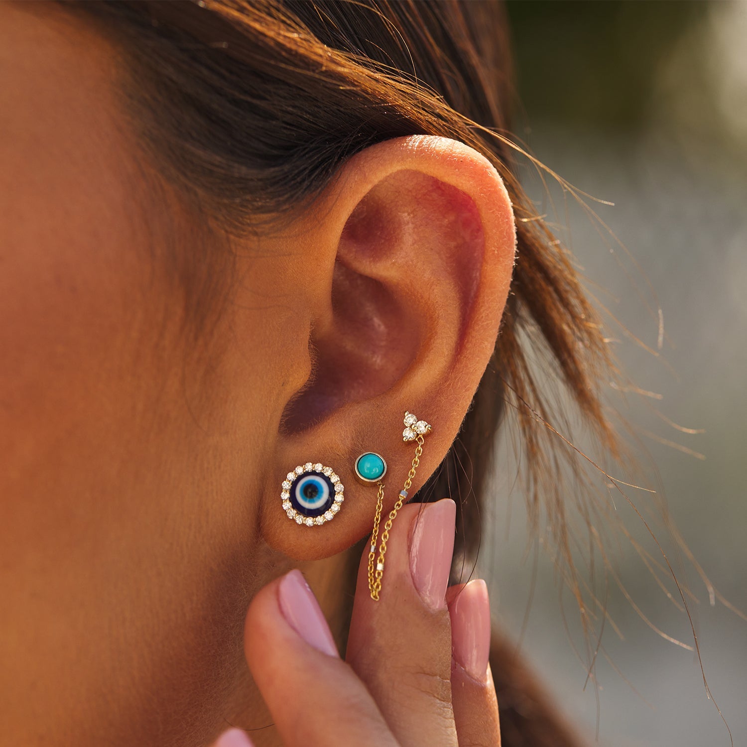 Evil Eye Diamond Stud Earrings M47453