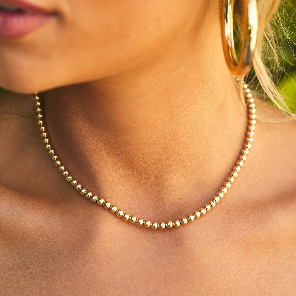 Gold Bead Ball Necklace F742