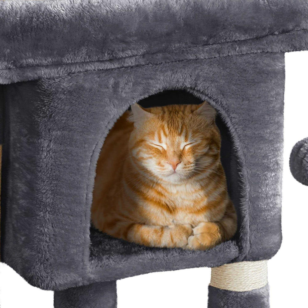 Gray 2-Level Small Cat Tree with Wide Perch B96802
