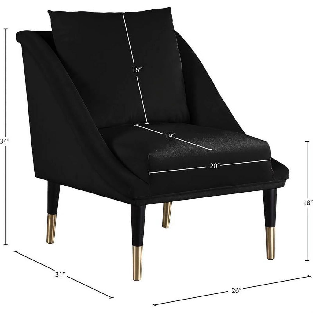 Contemporary Velvet Accent Chair in Soft Black A227
